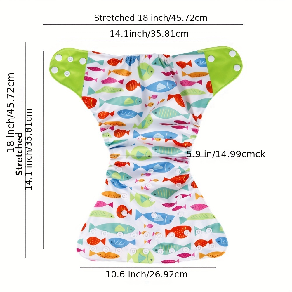 4pcs Reusable Cloth Diapers Adjustable Washable Nappy Inserts Baby Cloth Diaper
