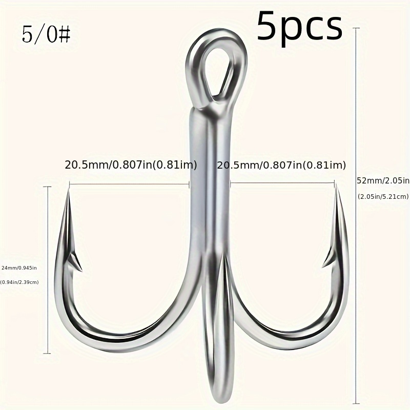 Image of 5pcs Enormous Large High Carbon Steel Treble Hooks - , Electroplated Black Barbed Fishing And Hunting Hooks - Perfect Gift For Valentine's Day, Thanksgiving, Christmas, New Year, Father's Day