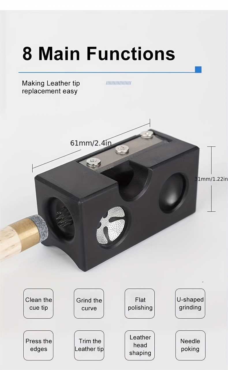 8-en-1 Herramienta Reparación Punta Taco Billar, Amoladora Punta Taco Billar,  Recortadora Punta Taco Palo Billar, Herramienta Reparación Varilla Billar, Compra En Temu Empieza Ahorrar