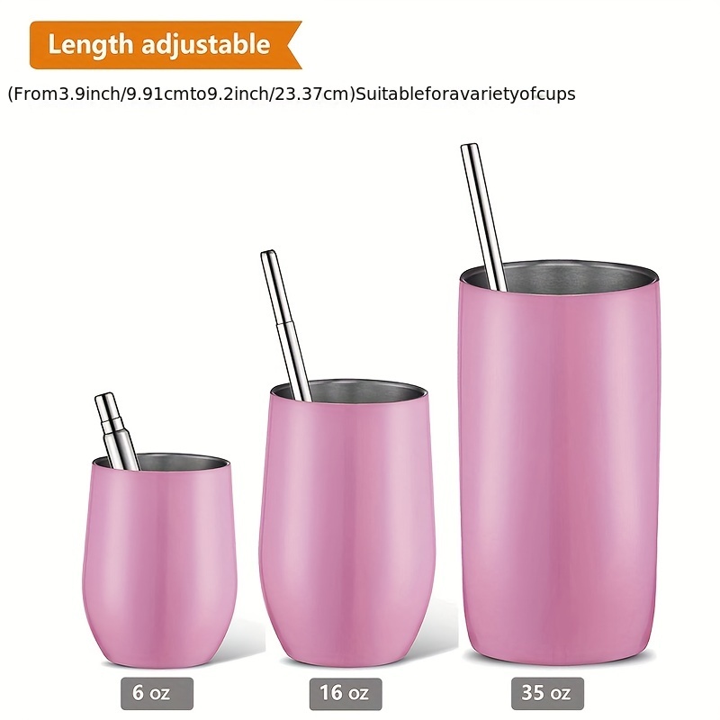2 x His and Hers Collapsible Straw with Travel case (Stainless Steel) |  Pink and Blue Foldable Straws | Reusable Environmentally Friendly Drinking