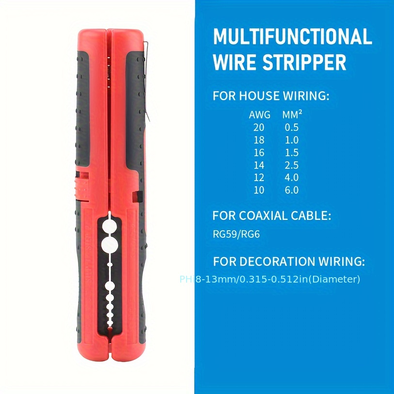 

Adjustable Automatic Wire Stripper And Cutter, Heavy Duty Tool For Coaxial And Electrical Cable Stripping, Abs Tpr Handle, Rg59/rg6 Compatible