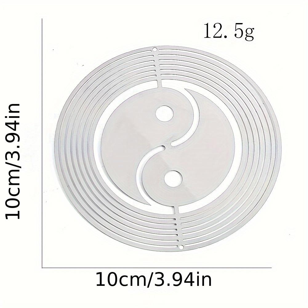 Image of Stainless Steel 3d Yin Yang Wind Spinner, A Whirligig For Shui, Tai Chi Wind Chimes, And A Reflective Garden Hanging Decoration