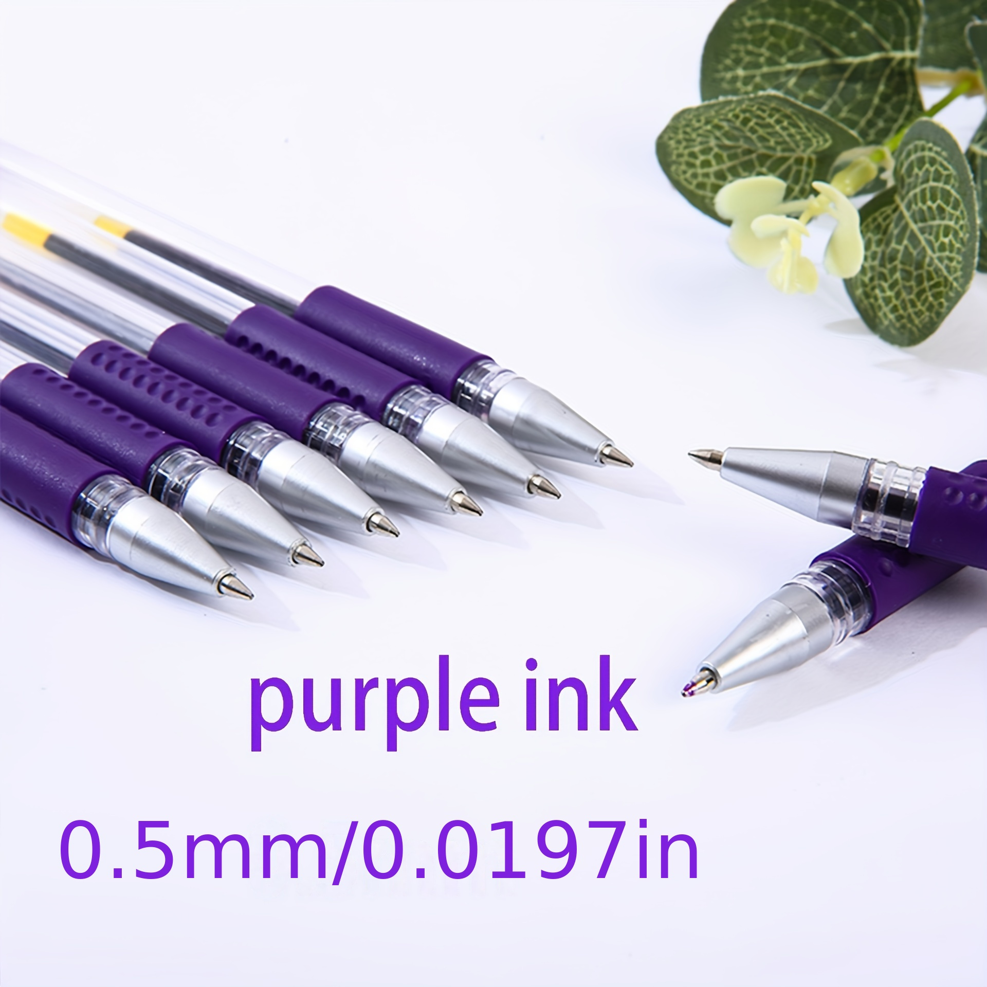 

10pcs 0.5mm Pens - Quick-drying, Lightweight , Ink Level - Suitable For Office, School And Note- - Purple Ink