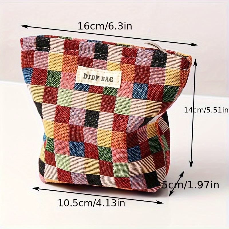 TEMU Stylish Checkered Large Capacity Cosmetic Organizer, Portable Travel Toiletry Bag Suitable For Skincare And Makeup Products