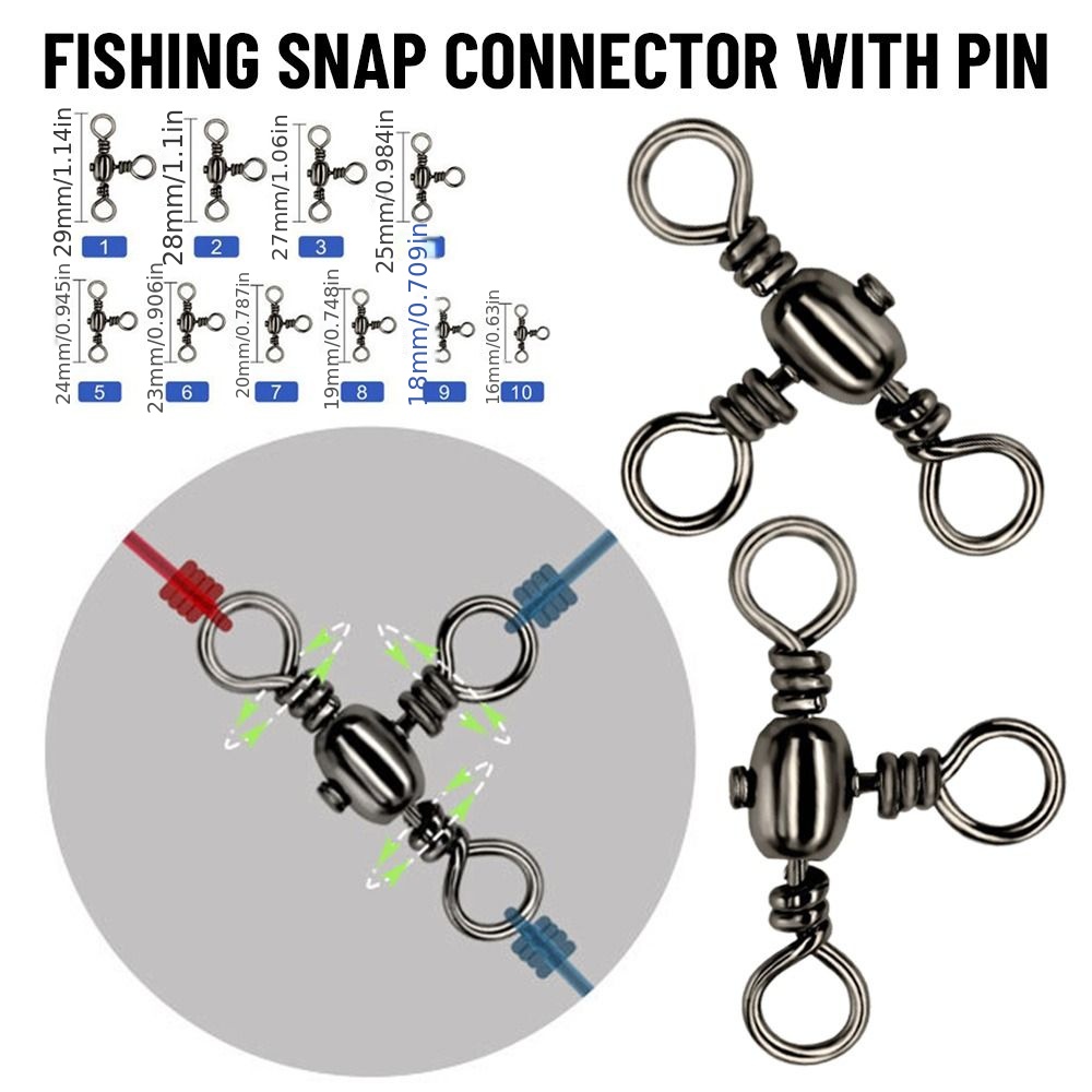 200pcs Fishing Ball Bearing Swivels - Rolling Barrel Swivels in 4, 6, 8, 10  & 12 Sizes - Fishing Connector & Equipment