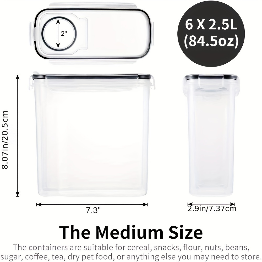 sealed food containers kitchen and pantry rice bucket lid 2 5l 6pcs   from bisphenol a suitable for   rice flour sugar bulk storage large containers Product details 1