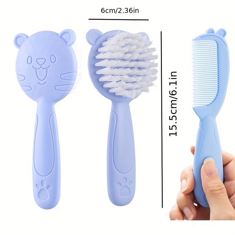 soft rubber hair brush set gentle scalp massage comb for boys girls details 7