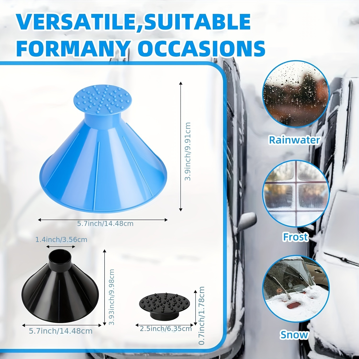  Magical Ice Scrapers for Car Windshield - 2 Pack Cone