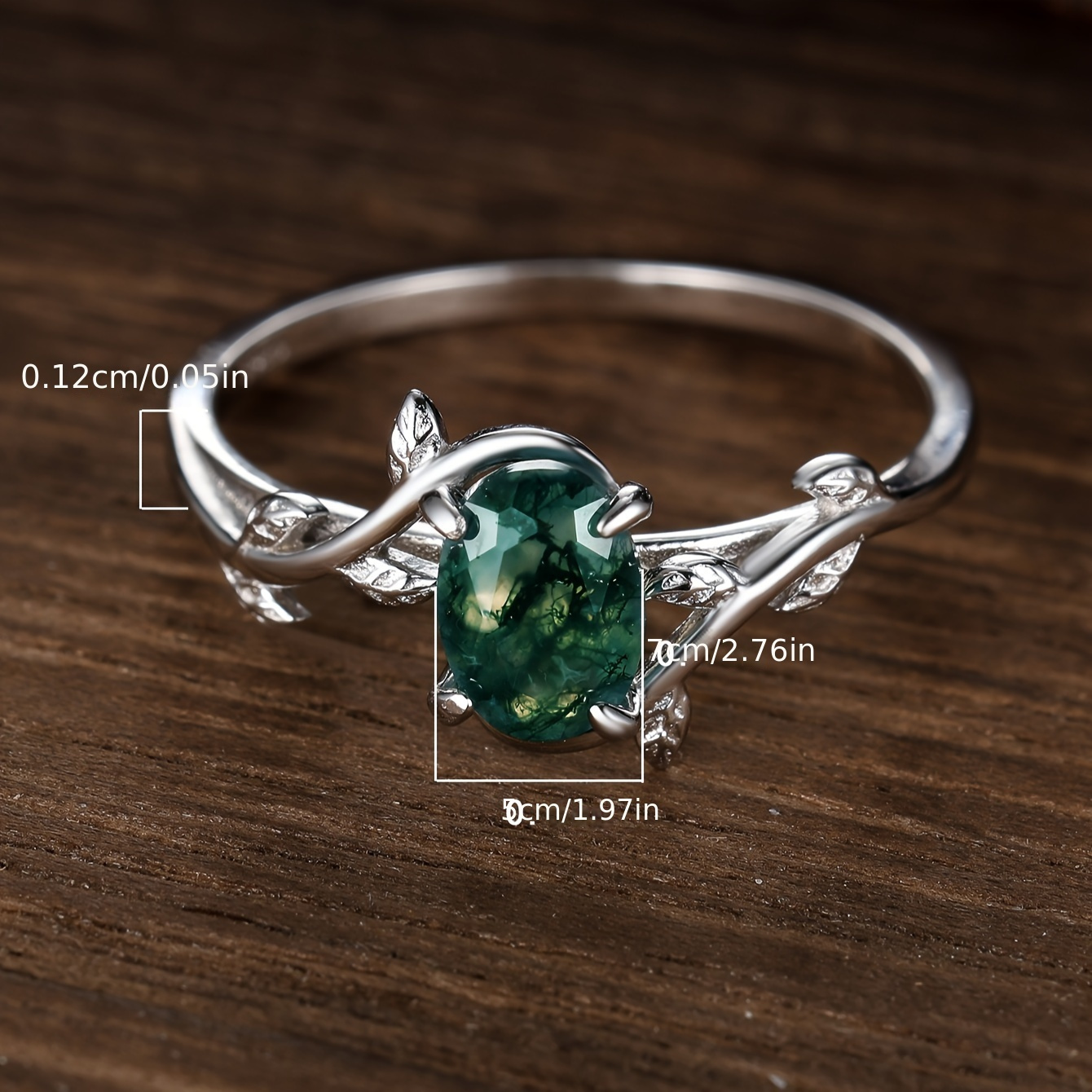 S925 Sterling Silver Cocktail Ring with Green Chalcedony Gemstone