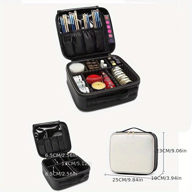 Travel Makeup Train Case Makeup Pouch Cosmetic Case Organizer Portable  Artist Storage Bag with Adjustable Dividers