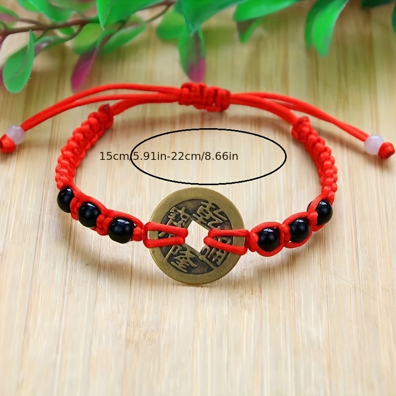 Fashion Chinese Feng Shui Red String Lucky Coin Adjustable