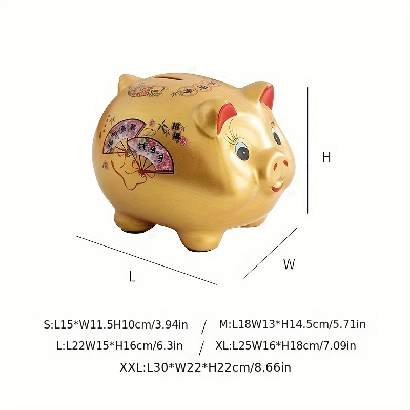 Ceramic Gold Chinese Piggy Bank