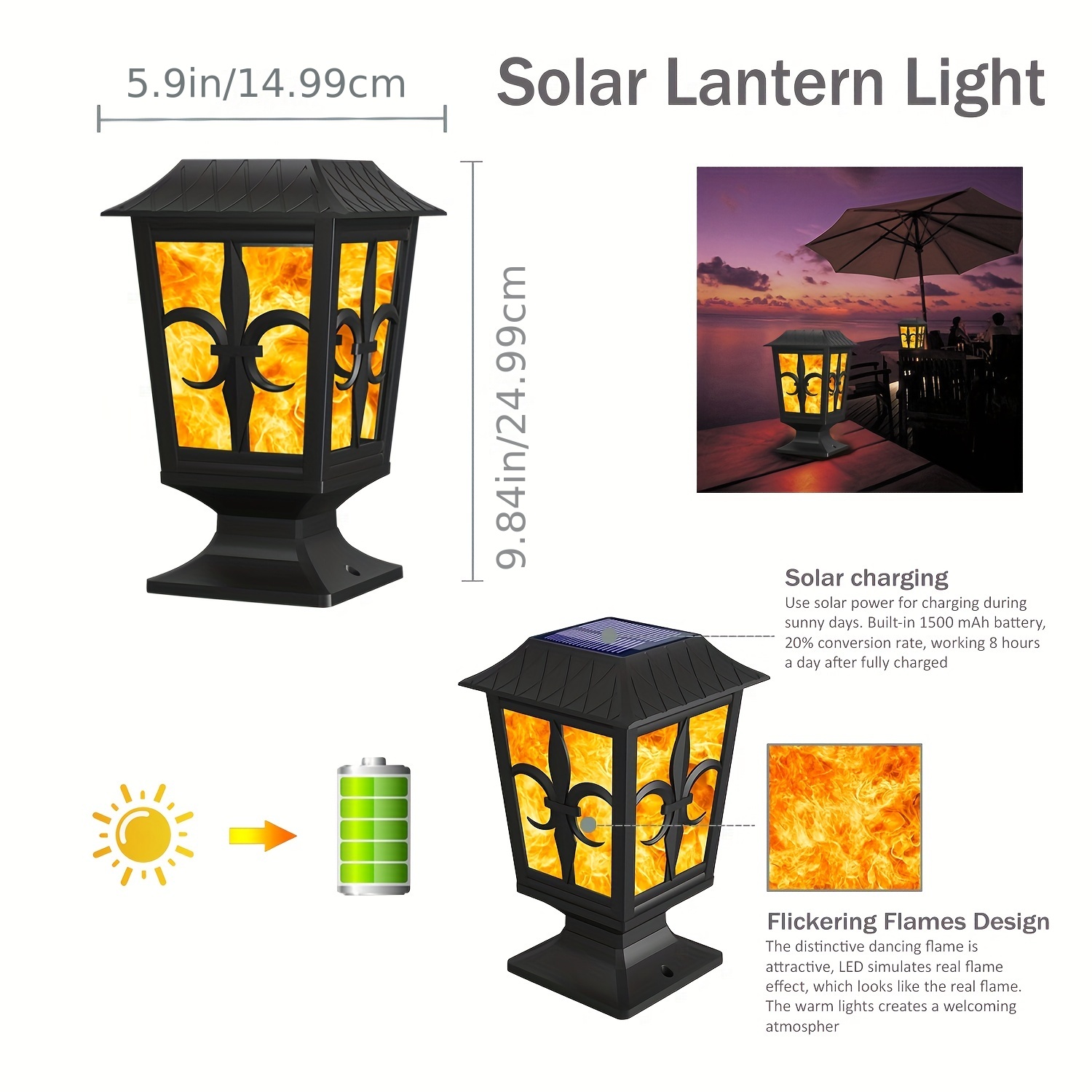 Camping Lantern Battery Powered Camping Lights With Flame Effect