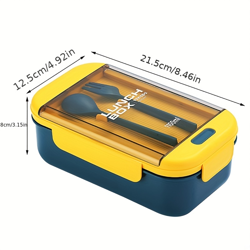 1pc Bento Box Adult Lunch Box 1100ml With Fork And Spoon Ideal