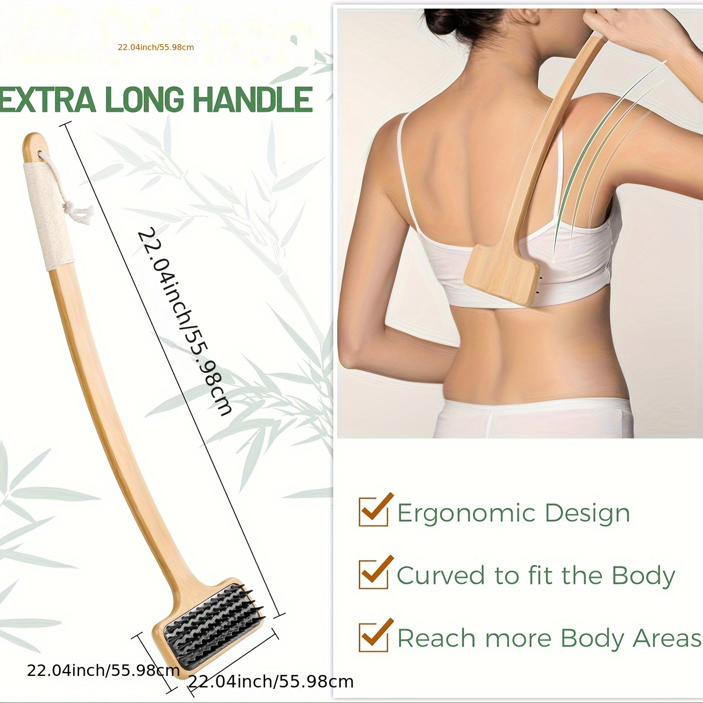 22 bamboo back scratcher with extended long handle   back massager body scratcher gentle relief for adults pregnancy elderly   design Product details 3