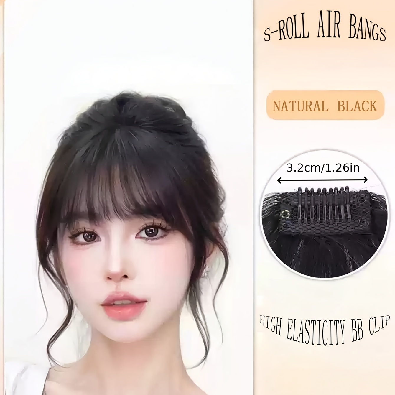 1pc elegant clip bangs women synthetic loose wavy hair Temu