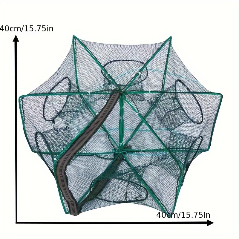 Foldable Hexagon Fishing Trap Net 6 Holes Minnow Crab - Temu