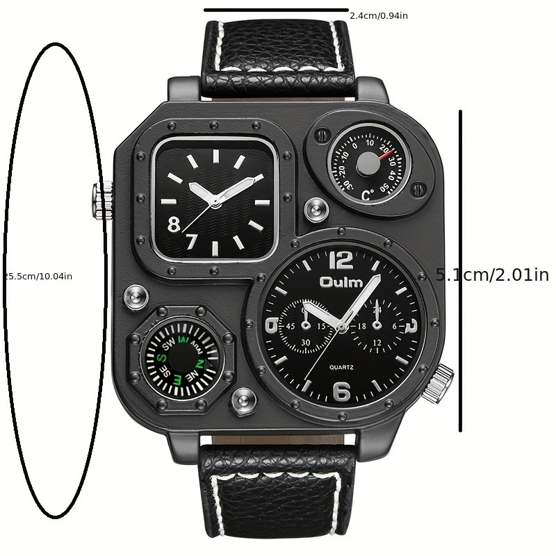 Men's Black Quartz Watch With Calendar Function Positive Octagon Dial,  Ideal choice for Gifts