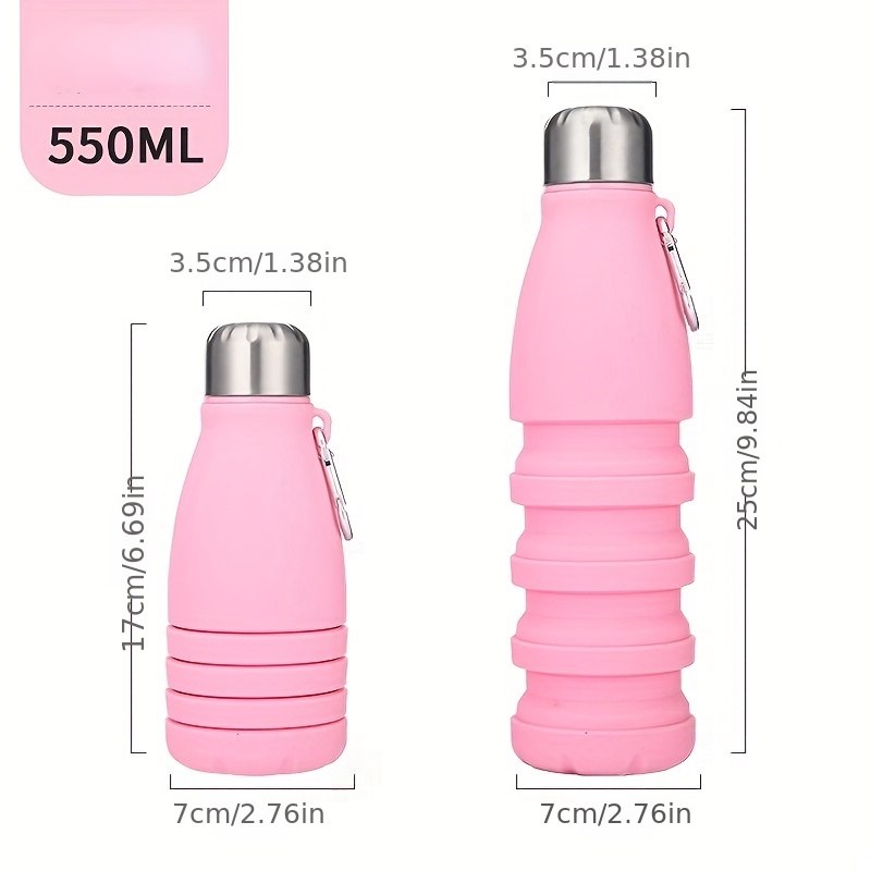 550ml Collapsible Water Bottle Silicone Foldable Travel Water Bottle  Lightweight Water Bottles with Carabiner