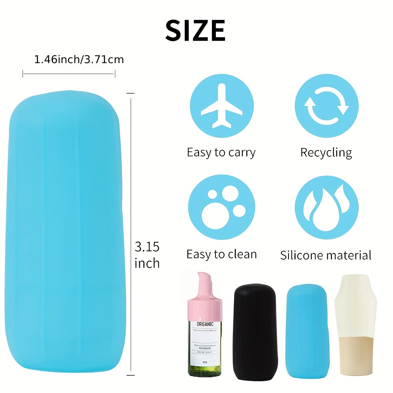 4 Pack Leak Proof Sleeves for Travel Container, Toiletry Covers for Leak  Proofing in Luggage, Silicone Travel Bottles Leak Proof Tool Fits Most Size