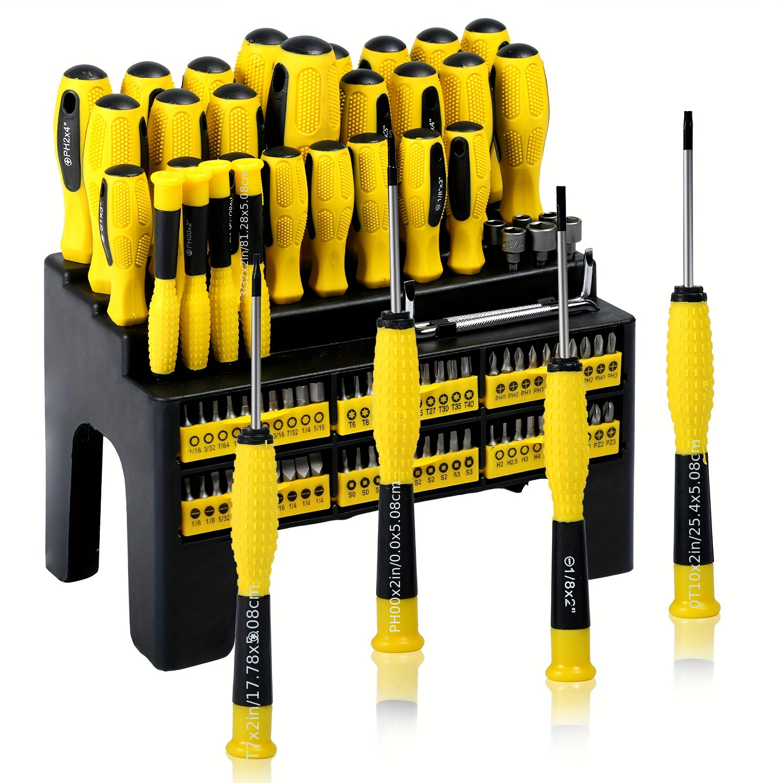 TEMU 100pcs Ensemble de tournevis professionnels Tournevis multifonctionnel avec support Outils de réparation ménagers