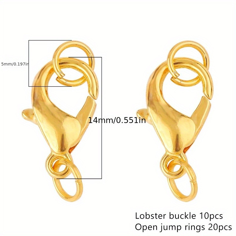 Golden Stainless Steel Rectangle Lobster Clasps With Jump - Temu