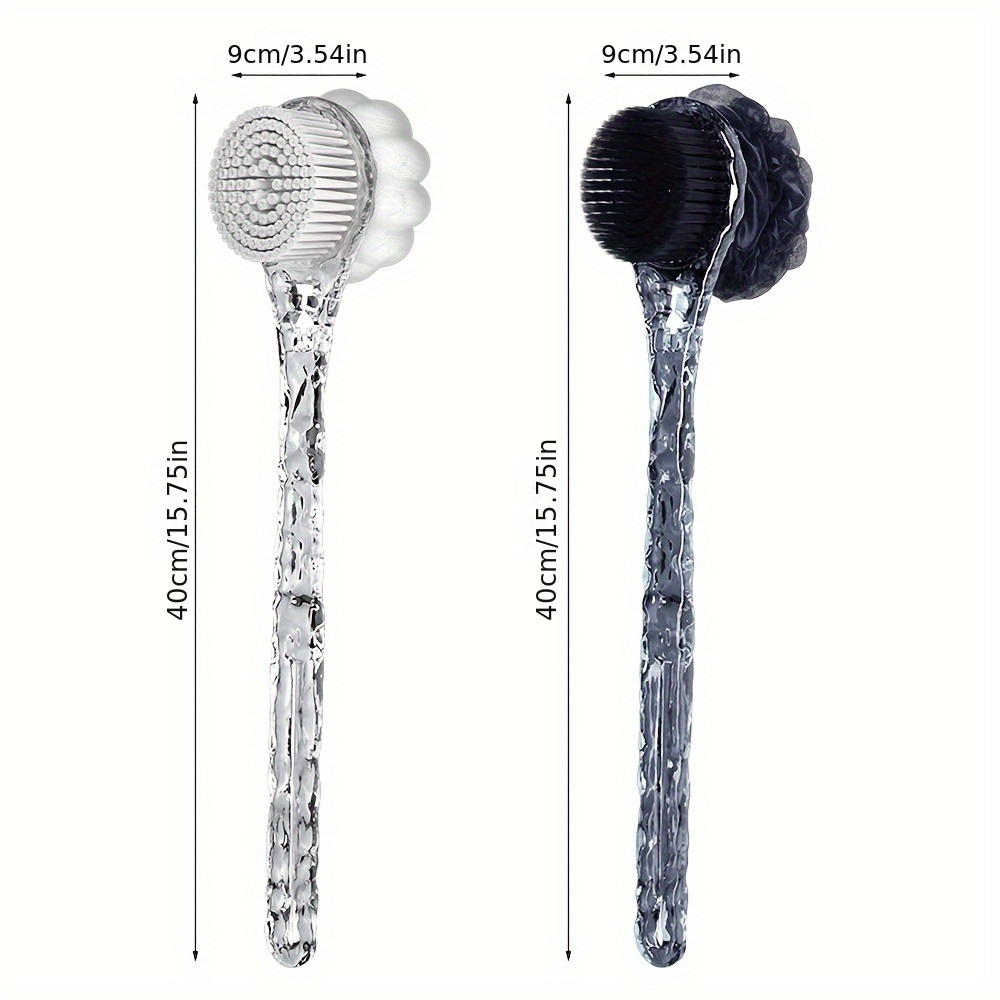   pattern bath body brush luxury long handle exfoliating back scrubber shower brush for cleaning massaging without electricity unscented battery free bathing accessory Product details 3