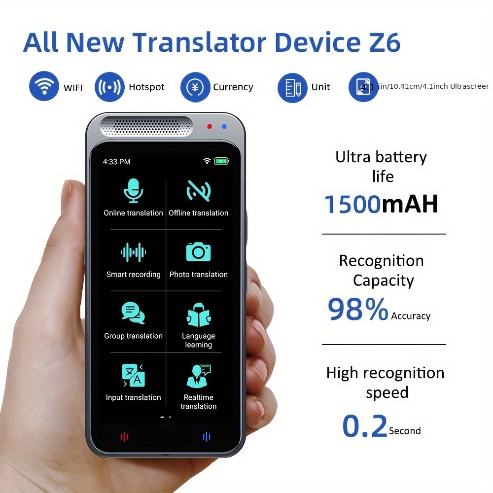 Traductor de Voz Inteligente Portátil T8 de 40 Idiomas en Tiempo Real