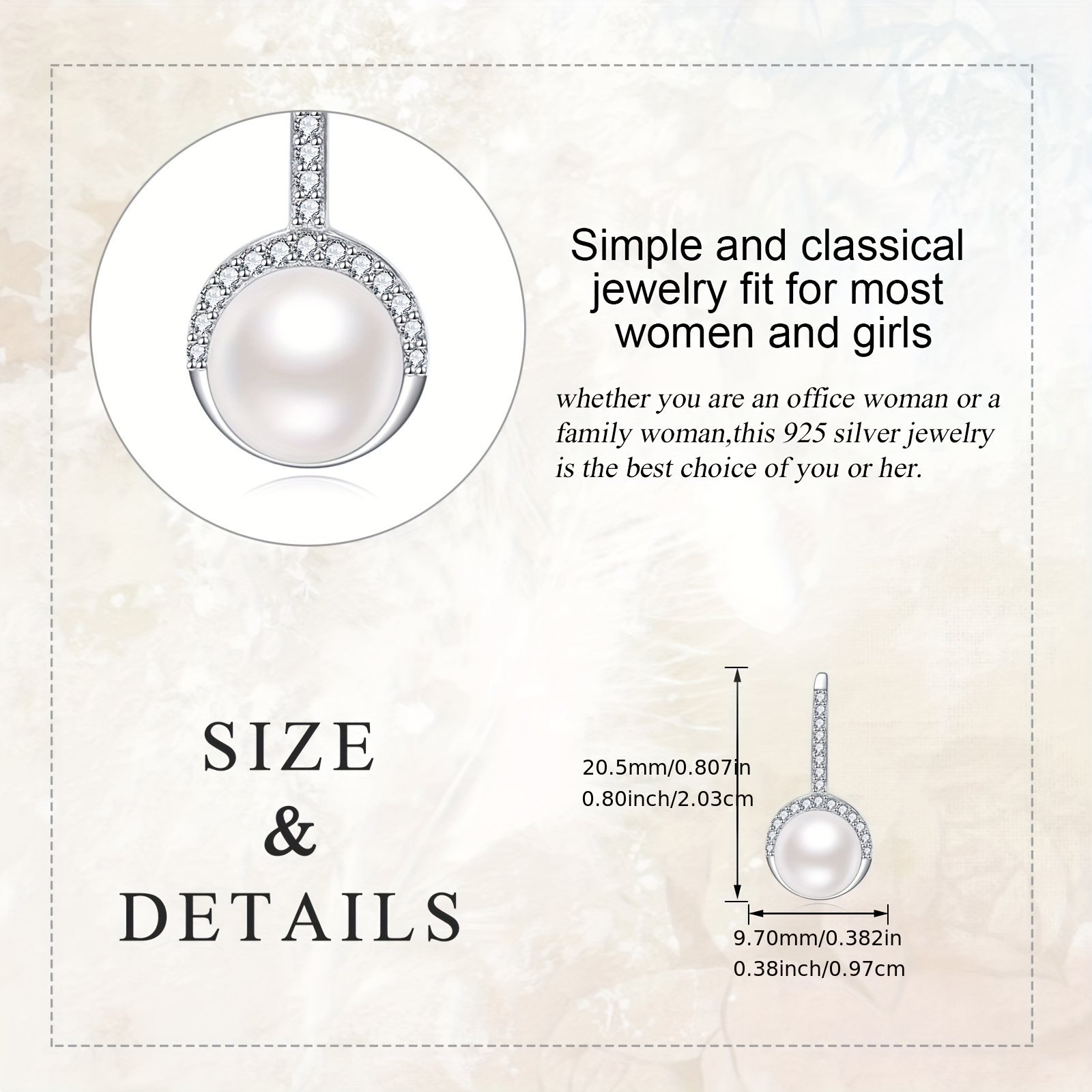 pearl earrings for women 5  zirconia 925 sterling   drop earrings pearl jewelry gifts for women Product details 5