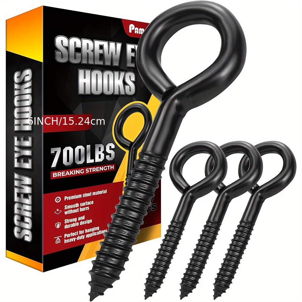 Pack Of 12 Black Screw Hooks, Screw Hooks, Hook Screws, Ceiling