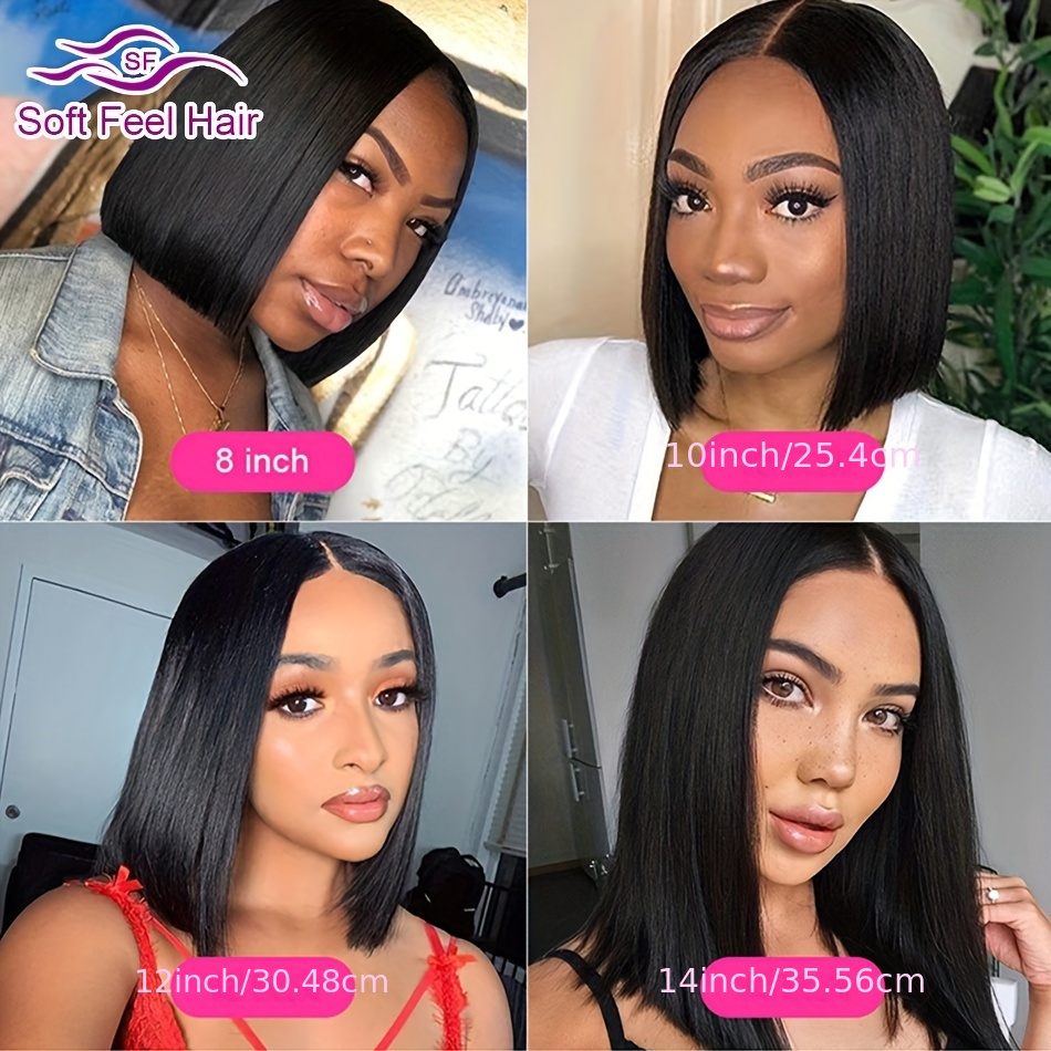 150 13x4 human hair wig short straight bob cut wig 150 density 13x4 lace front human hair wig natural hairline with baby hair details 5