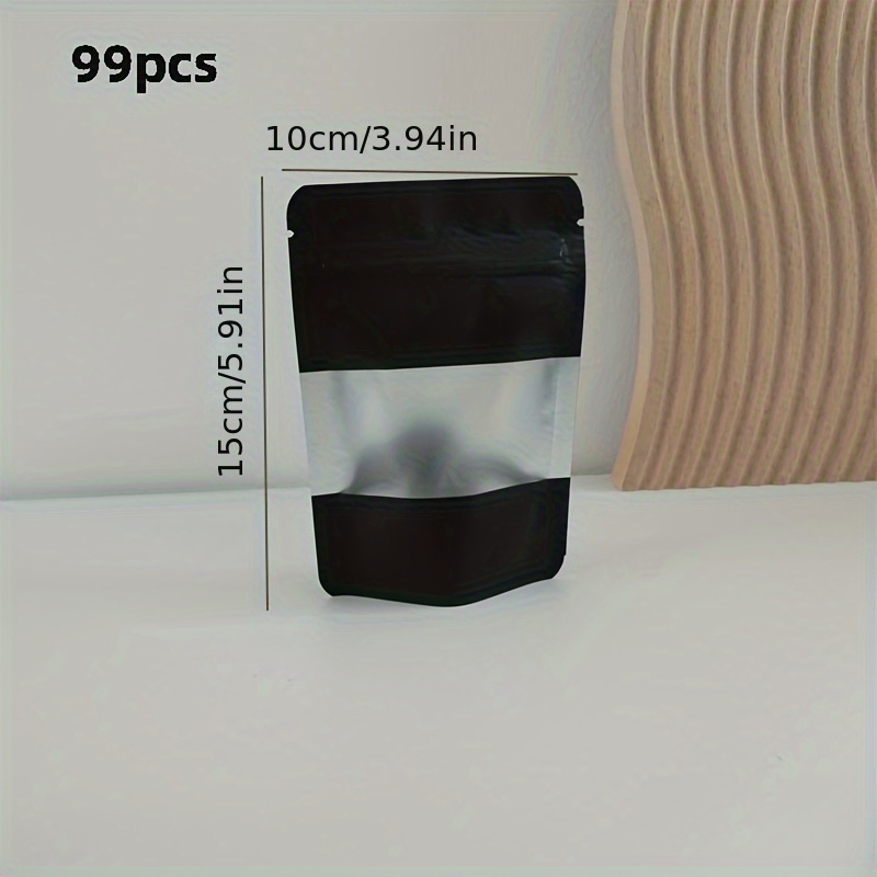 E-shop 99 Lebensmittelverpackungsbeutel aus Aluminiumfolie mit Fenster und Stehverschluss-Reißverschlusstaschen für Gummibärchen, Tee- und
