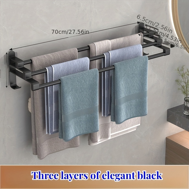 Rotatable Three Rod Towel Rack, Wall Mounted Towel Holder, Towel Drying Rack,  Bathroom Multi-functional Towel Bar, Bathroom Accessories - Temu