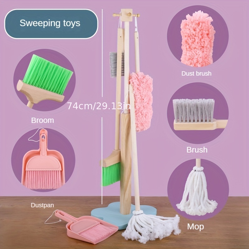 Wooden Kids Cleaning Set For Toddlers, Montessori Cleaning Toys With Kids  Broom And Mop Set, Housework Pretend Play Toy Gift For Boys Girls Ages -  Temu