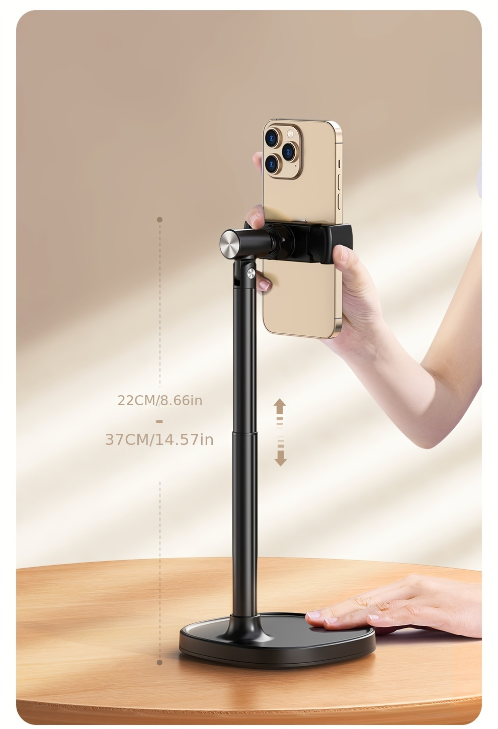 Mobile phone desktop bracket live special metal universal universal aluminum alloy overhead shooting selfie TikTok mobile phone stand rotating adjustable lifting support frame
