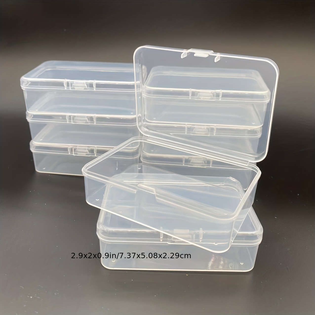 1 2pcs Plastic Clear Storage Box With 6 Compartments Portable