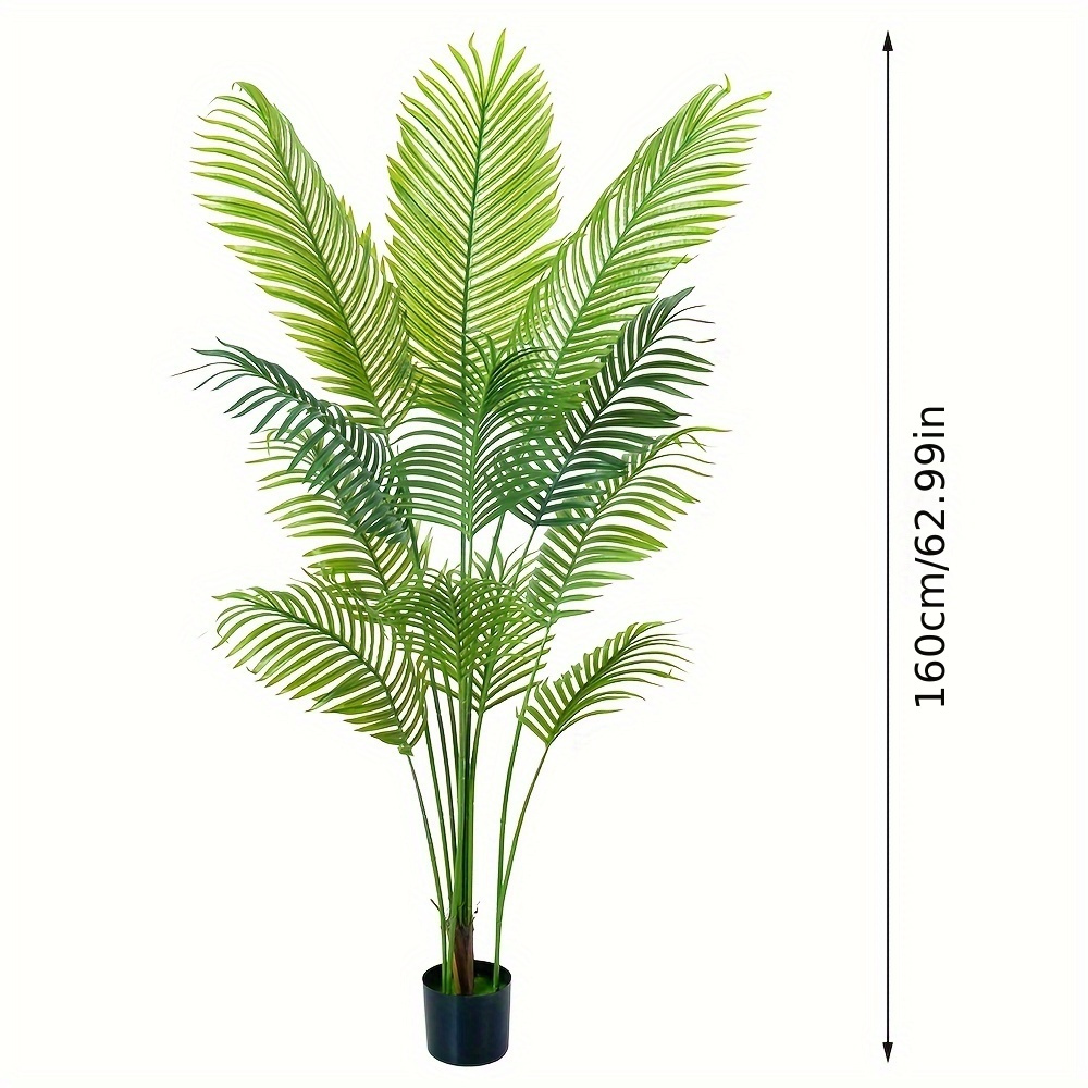 Artificial Palm Plant Plant, Fake Palm Tree With Leaves And Sturdy Pot For Indoor Outdoor Modern Decoration Perfect Housewarming Gift