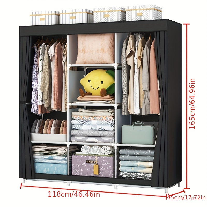 Durable Steel Tube Cloth Wardrobe With Reinforced - Temu