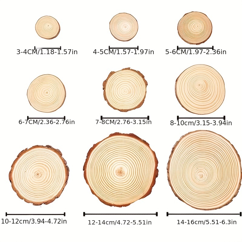 Natural Wood 3 Round Wood Discs Tree Bark Wooden - Temu