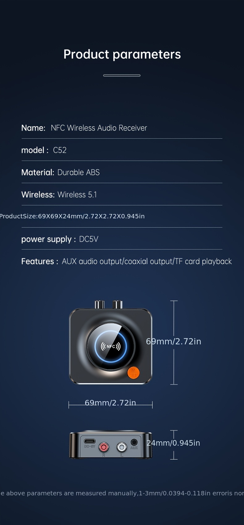 Wireless Audio Receiver Bt 5.1 Adapter Home Stereo System Temu