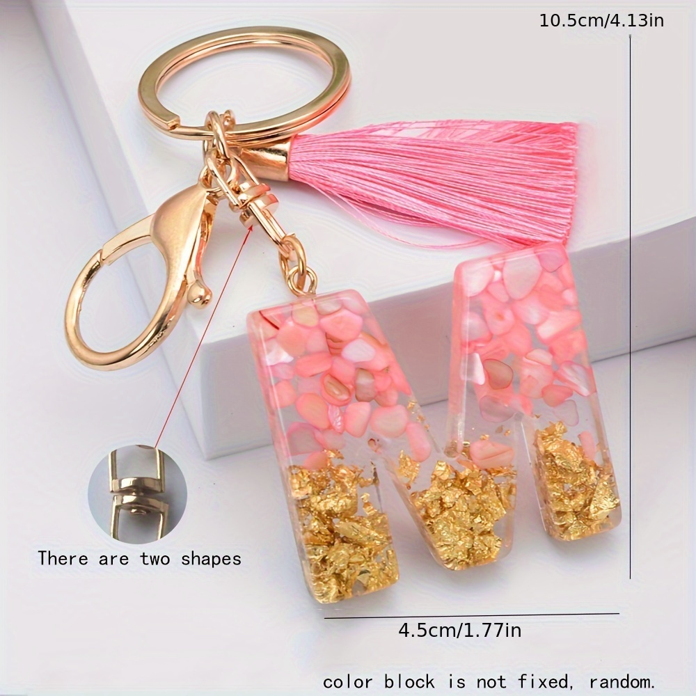 Cute Creative Crystal Glitter Resin Letter Keychain Women A-Z 26 Alphabet  Keyring Car Key Holder Bag Charms Accessories