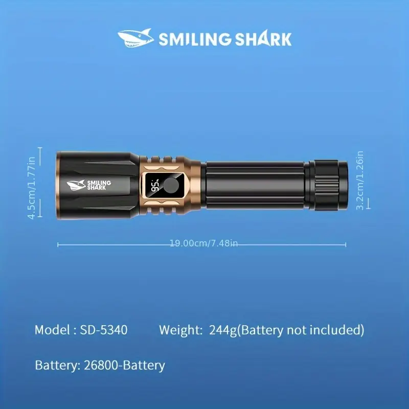 1pc rechargeable flashlights m60 led long range high power multi functional handheld flash light with lcd display power bank function for emergency security camping Product details 9
