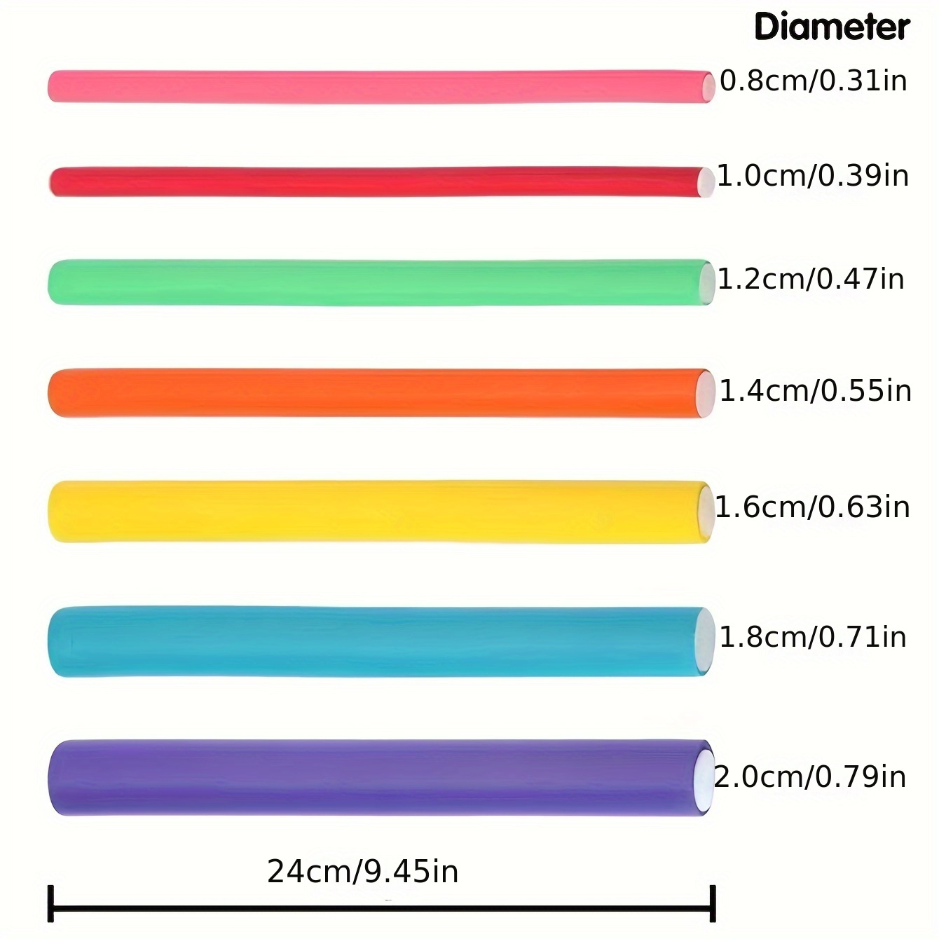 TEMU 10pcs Multi-size Optional Hair Flexi Rods Curlers Flexible Rods No Heat Hair Curlers Foam Styling Hair Rollers (random Color)