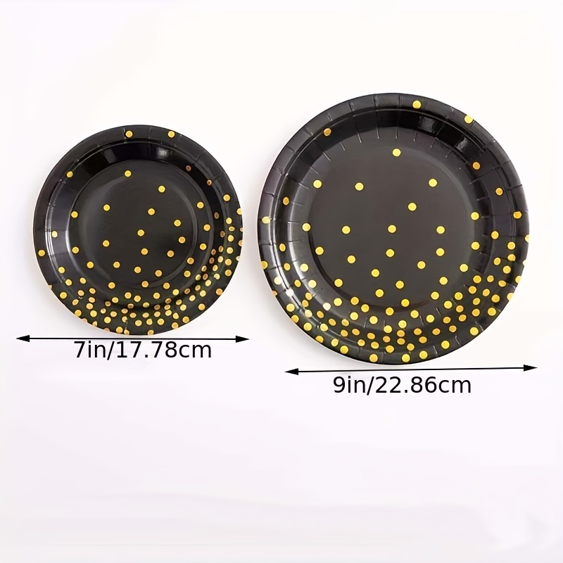 24pcs Polka Dots Disposable Plates Cups Straws Set