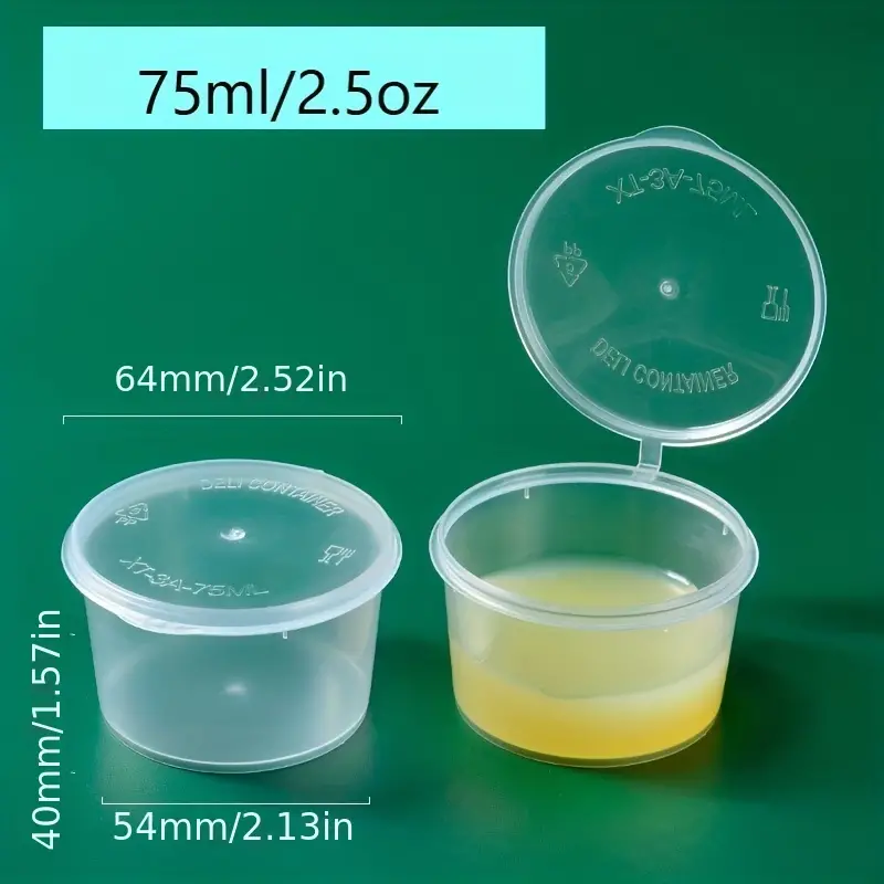 Leak Proof Plastic Condiment Souffle Containers With Attached Lids -  Portion Cups With Hinged Lid Perfect For Sauces, Samples, Slime, Jelly  Shot, Food Storage & More For Restaurants/bakery/cafe - Temu