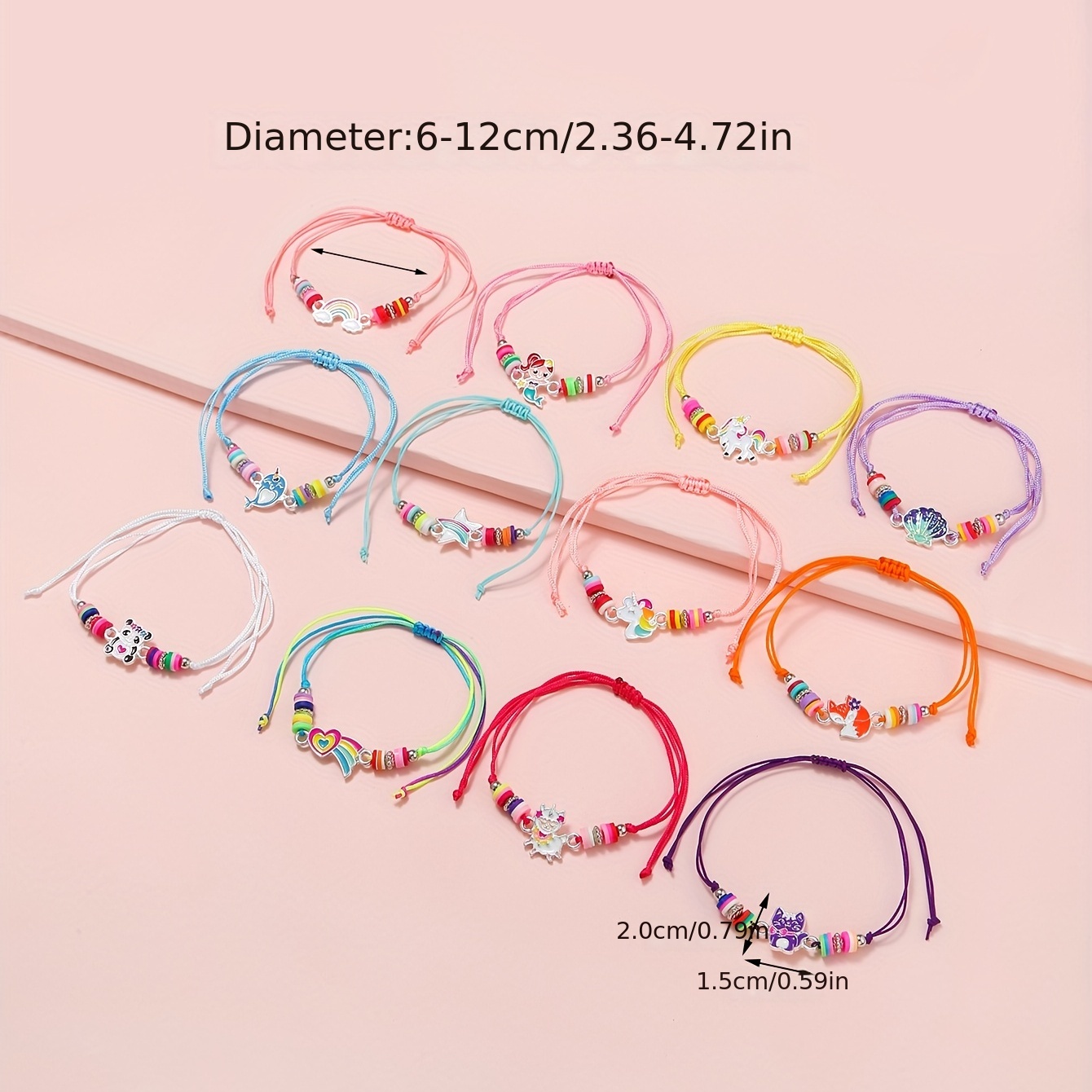 Set di 3 braccialetti intrecciati colorati per ragazze con sole in lega di  zinco, stella penta ed elementi arcobaleno, adatti per l'uso quotidiano e  come regali di gioielli