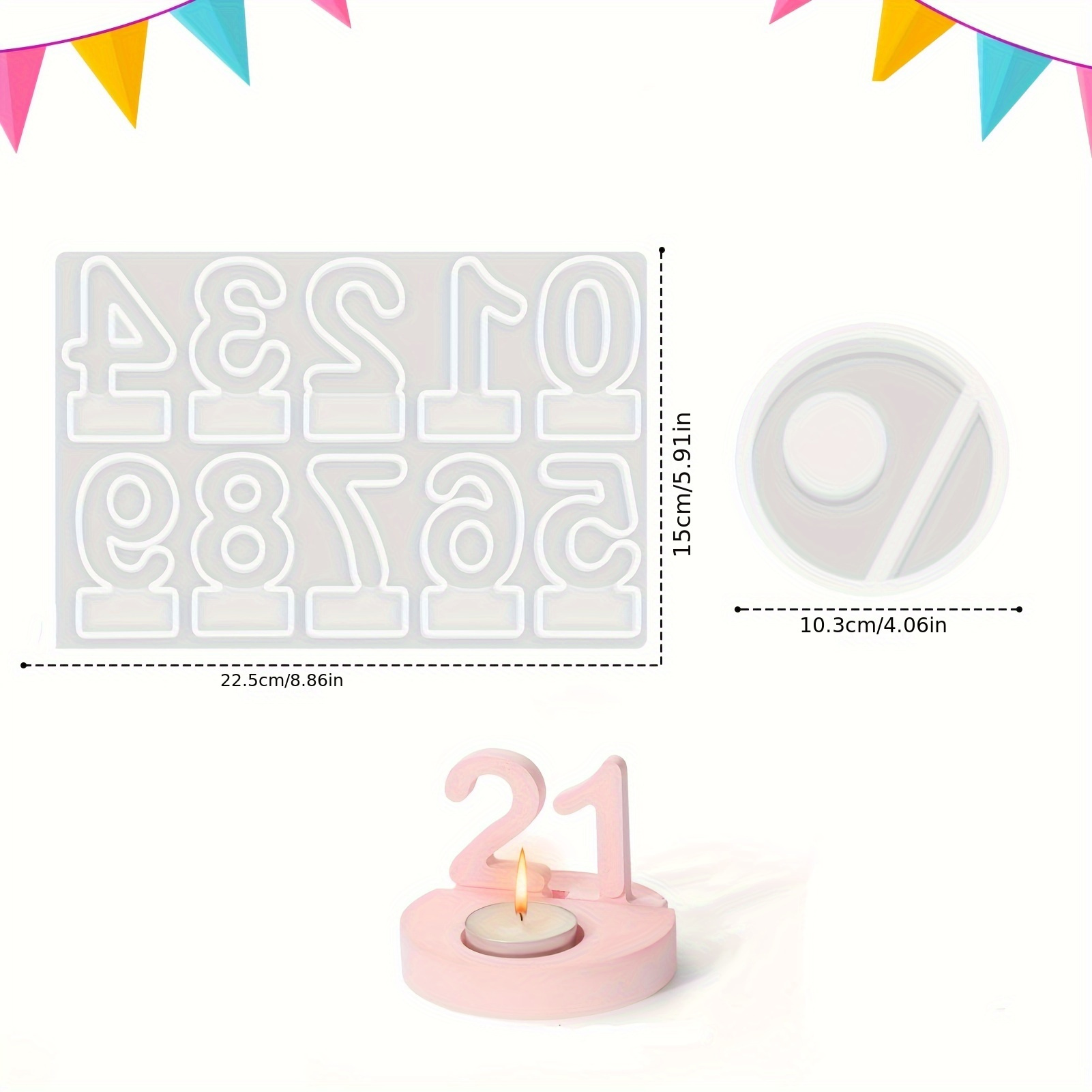 Image of Digital Candlestick Silicone Mold, Number 0-9 Combination Candlestick Mold, Birthday Candle Numbers, Resin Gypsum Clay Mold Jewelry Casting