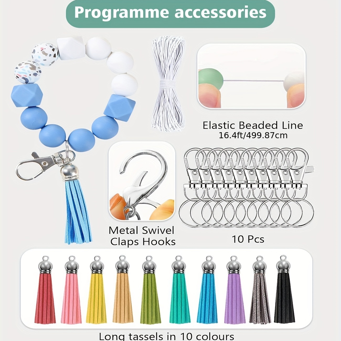 Silicone Beads Keychain Making Kit Multiple Styles Shapes - Temu