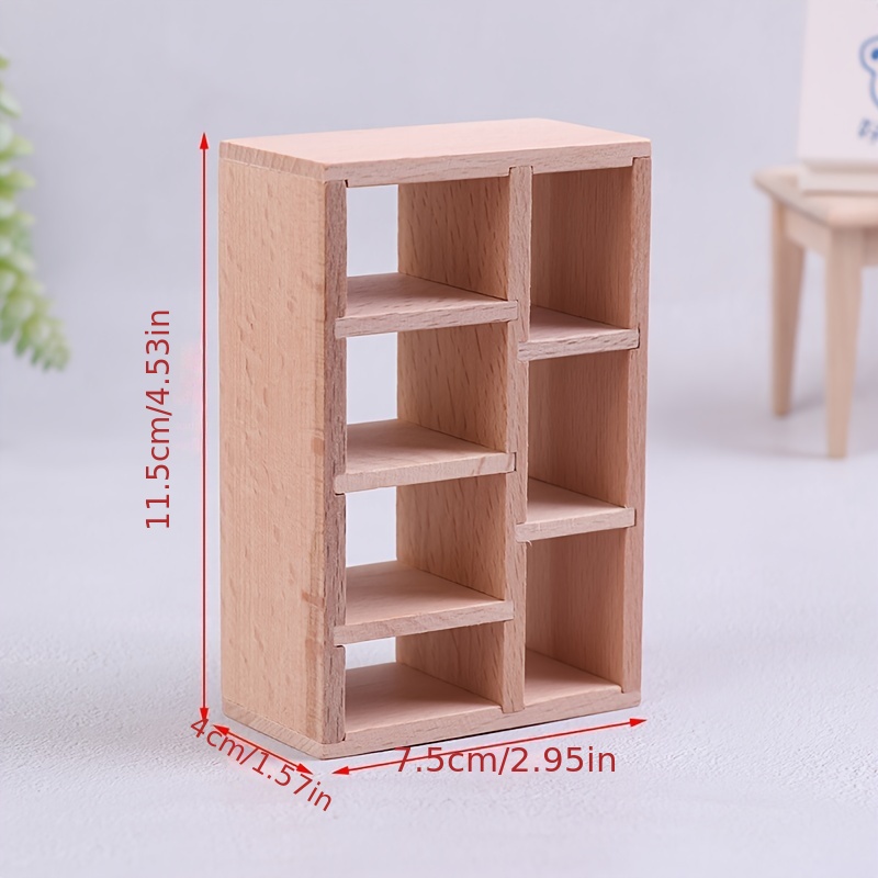 1: 12 casa de muñecas en miniatura estante de almacenamiento de madera 16  estantes de rejilla blanco estante de almacenamiento blanco muñeca casa