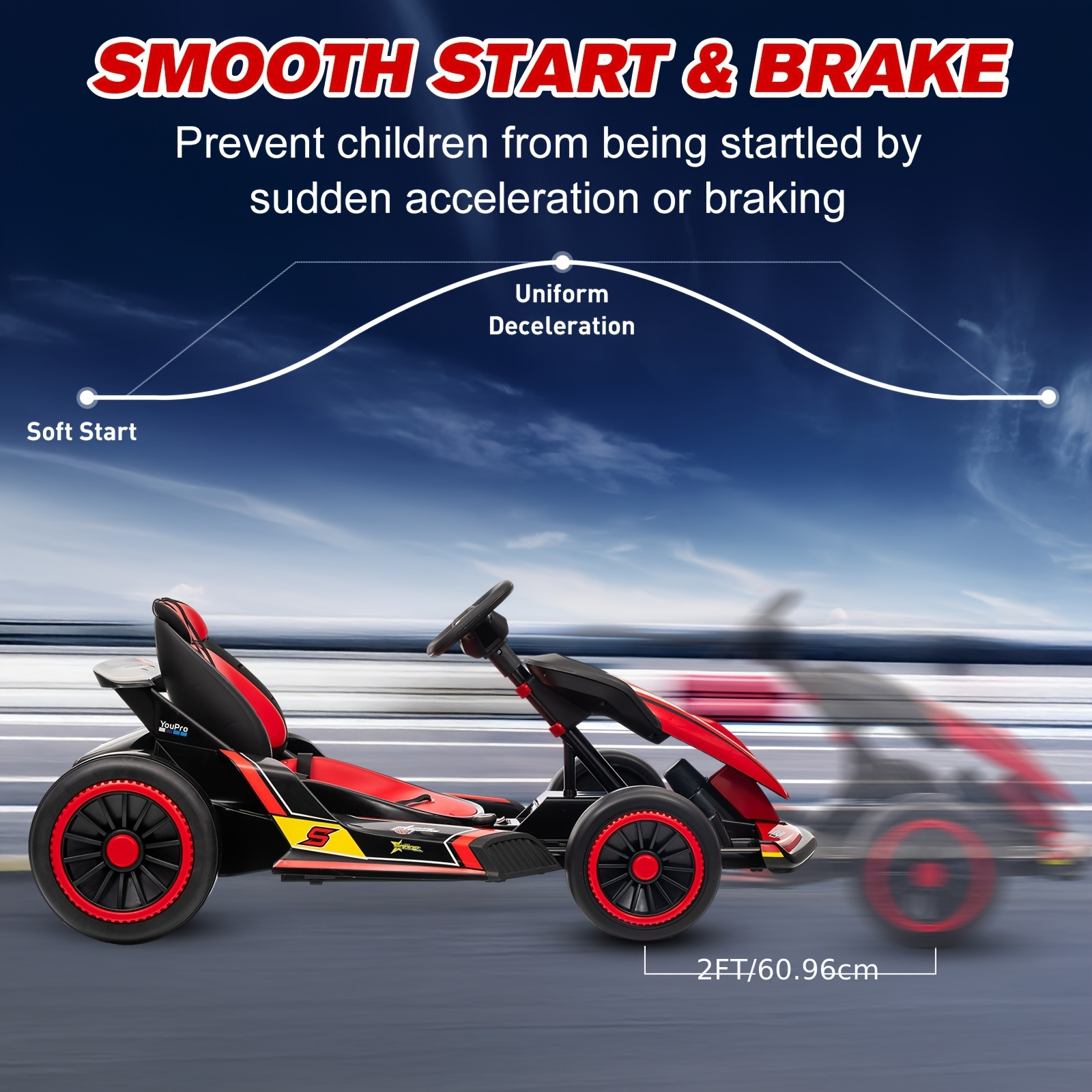 24v electric go kart drift cart kids birthday valentines gift with parent controlled   3 1 8 1 mph     point belt rear   terrain electric ride on car for boys girls ages 6 12 up to 110 lbs red   design adjustable speed settings sporty   secure harness seat eva and nylon wheels 3